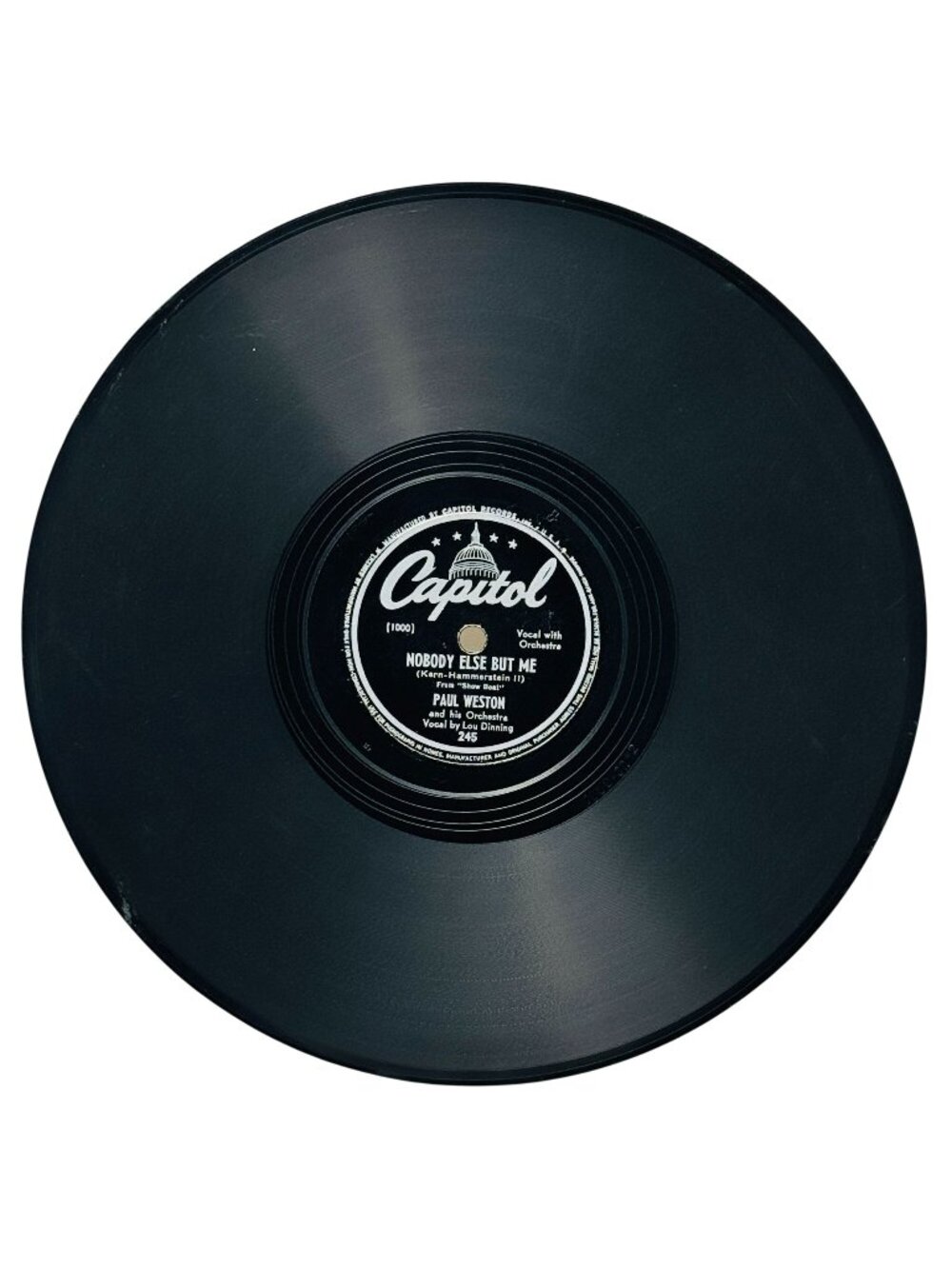 Paul Weston Nobody Else But Me 10 Inch Shellac 78 RPM Capitol Records 245